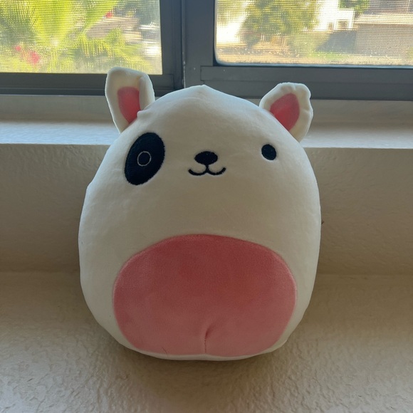 White Pink Terrier Dog Plush Toy - Picture 2 of 5